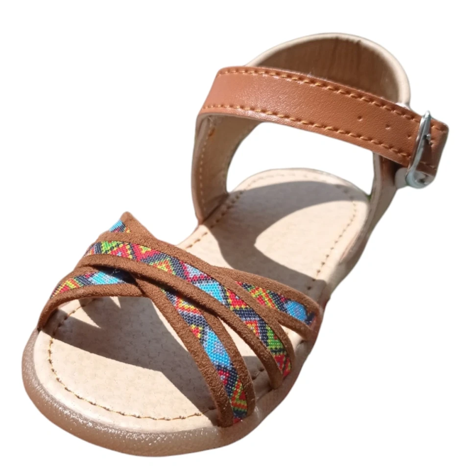 Honey-colored embroidered Huarache sandals for kids / Woven sandals / Children's footwear / HT01