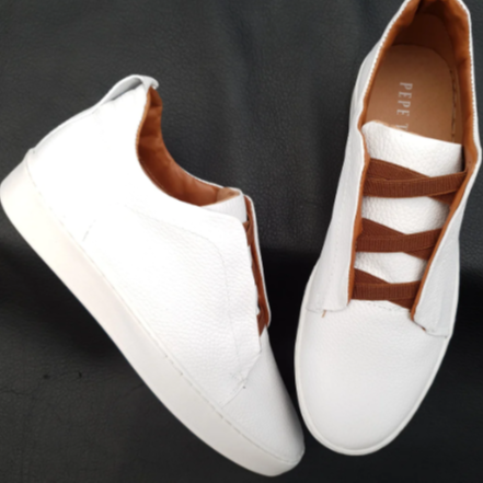 Men's Leather Casual Shoe - 1790 White Skin / Elevated Leather Shoe / Sleek Urban Sneaker