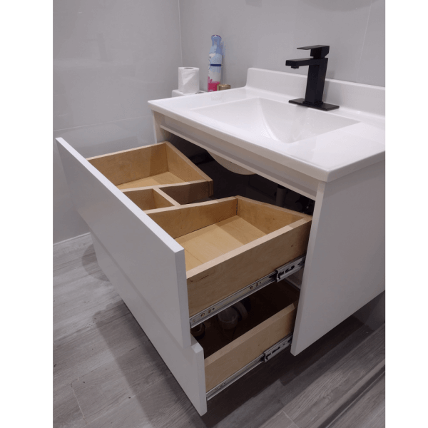 Modern White Sink with Multi-compartment Design Drawer