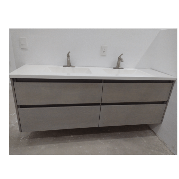 Modern Wooden Gray Dual Bathroom Sink /Vanity Cabinet / Bathroom Cabinet / Porcelain Sink