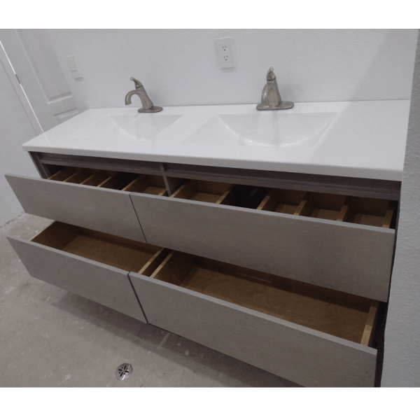 Modern Wooden Gray Dual Bathroom Sink /Vanity Cabinet / Bathroom Cabinet / Porcelain Sink