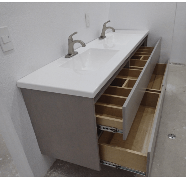 Modern Wooden Gray Dual Bathroom Sink /Vanity Cabinet / Bathroom Cabinet / Porcelain Sink