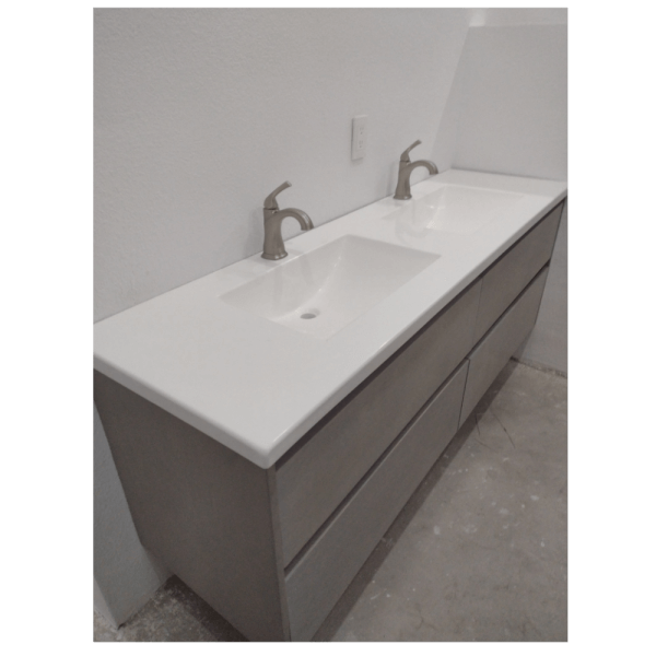 Modern Wooden Gray Dual Bathroom Sink /Vanity Cabinet / Bathroom Cabinet / Porcelain Sink