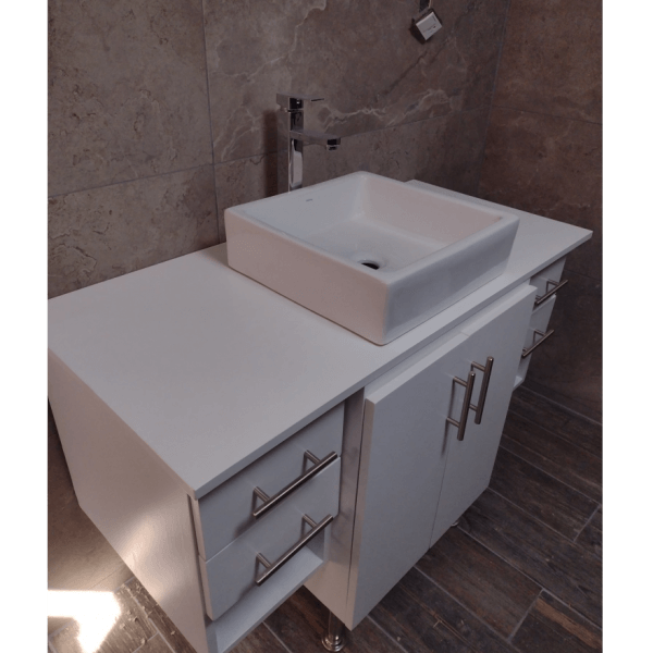 Large White Clean Modern Bathroom Sink with Multi Drawers