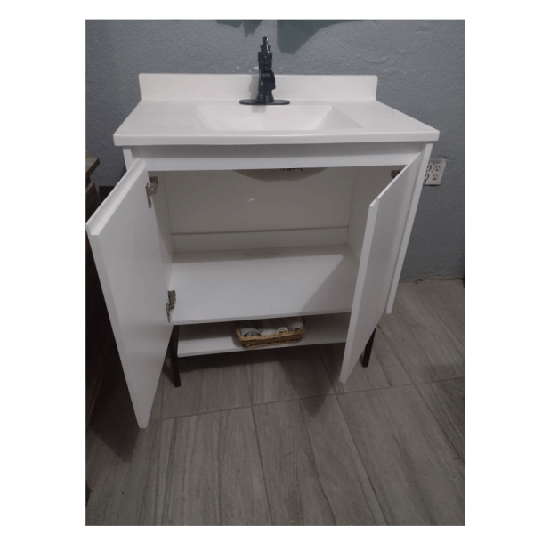 Small White Clean Modern Bathroom Sink / Vanity Cabinet / Bathroom Cabinet / Porcelain Sink