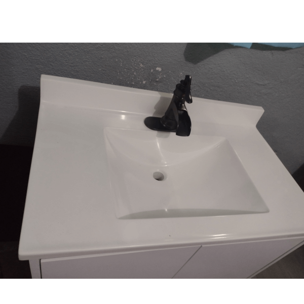 Small White Clean Modern Bathroom Sink / Vanity Cabinet / Bathroom Cabinet / Porcelain Sink