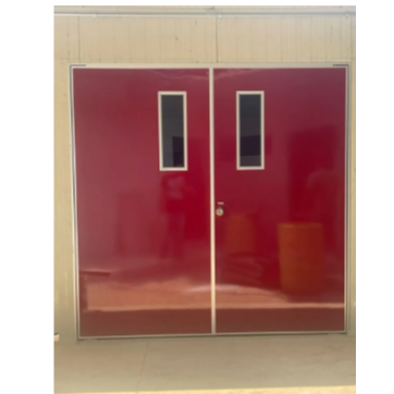 Double Doors with Parapet and Peephole Glossy Red