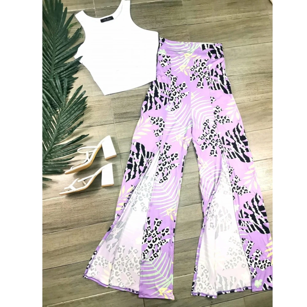 Tropical Cocktail Top And Baggy Pant Set / Women's Resort Wear Set / Vibrant Holiday Outfit